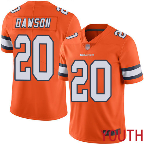 Youth Denver Broncos 20 Duke Dawson Limited Orange Rush Vapor Untouchable Football NFL Jersey